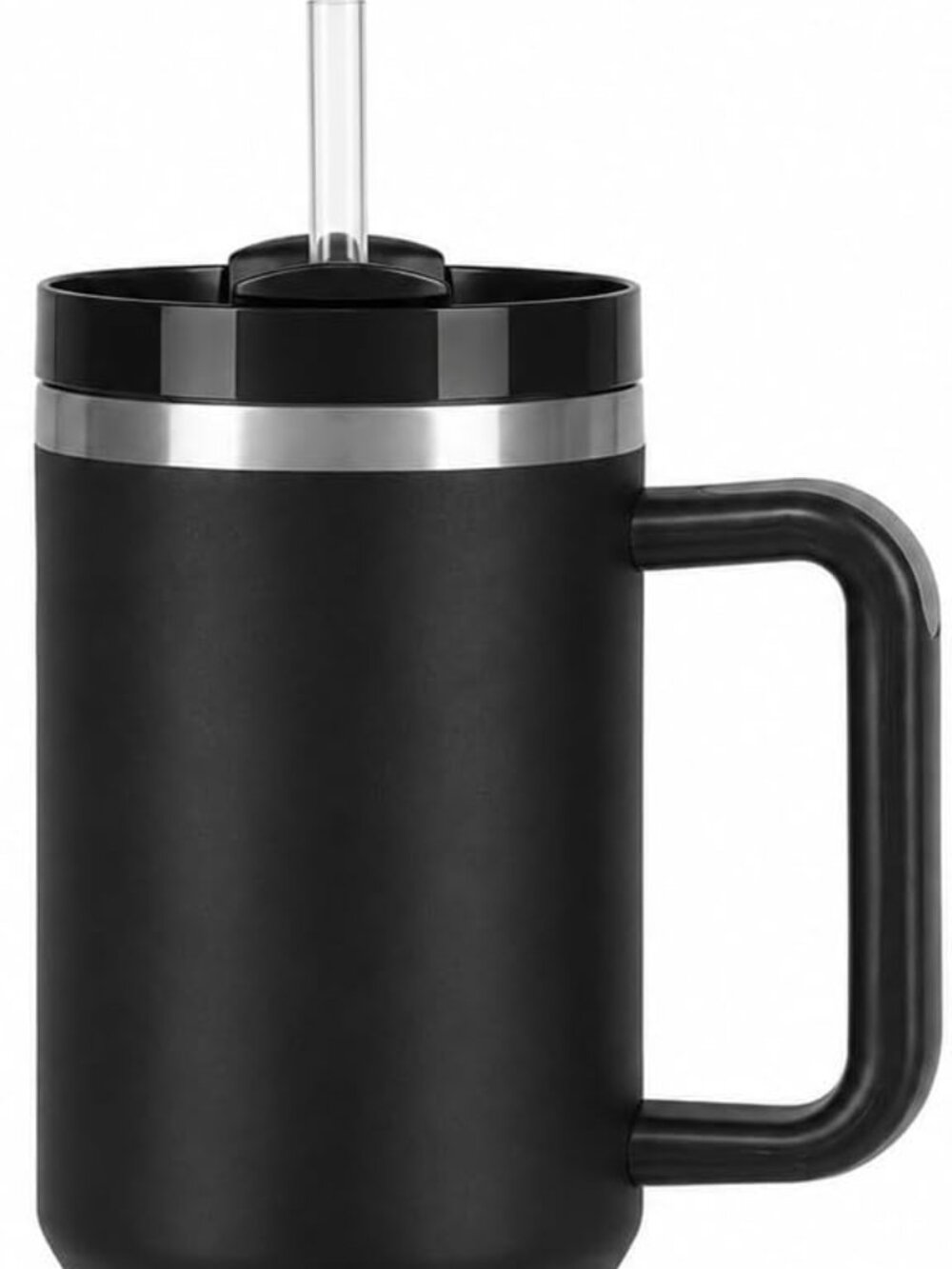 40 oz Tumbler with Handle & Straw, Matte Black